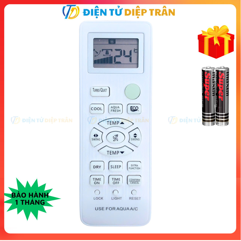 Điều khiển điều hòa AQUA Mã 06, remote máy lạnh AQA-RV10QA3 - Tặng kèm pin -  ĐT Diệp Trân
