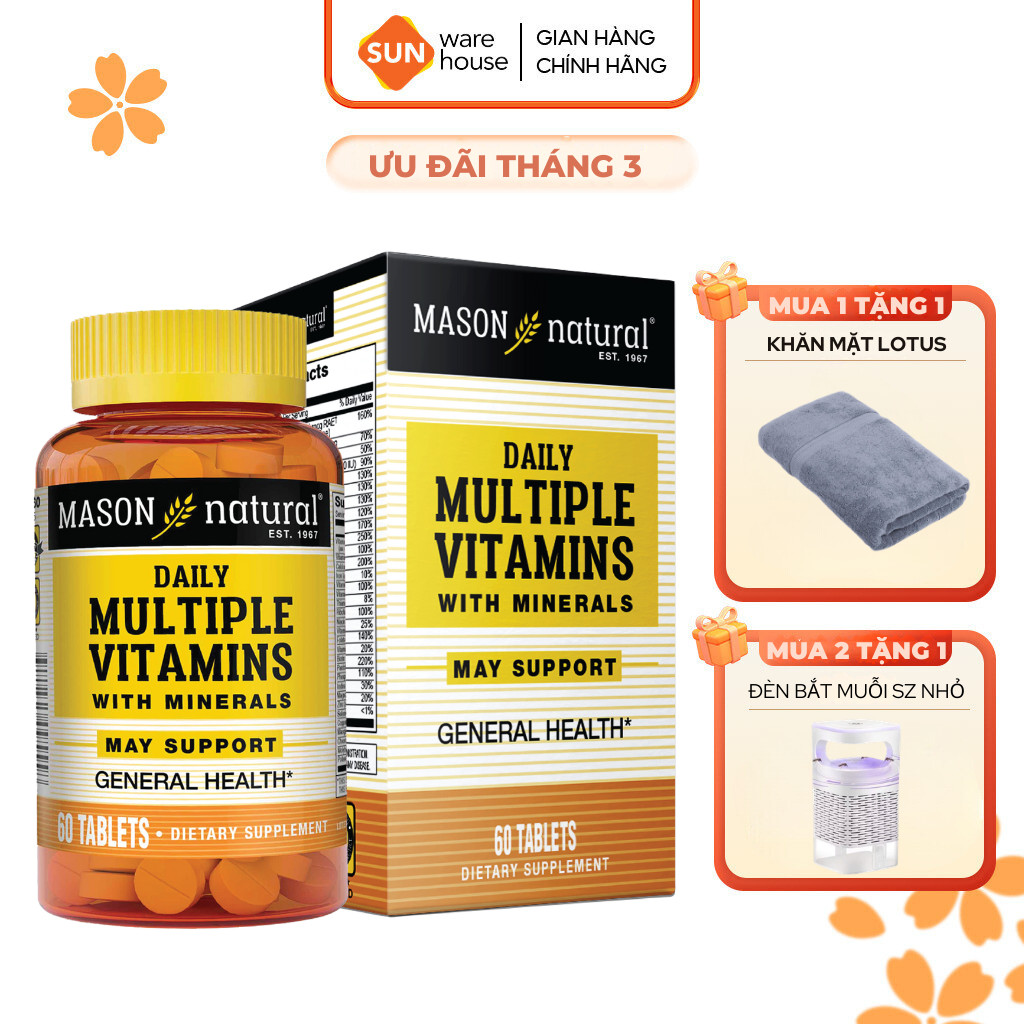 Viên Uống Hỗ Trợ Sức Khoẻ MASON NATURAL Daily Multiple Vitamins Whith Minerals 60 Viên