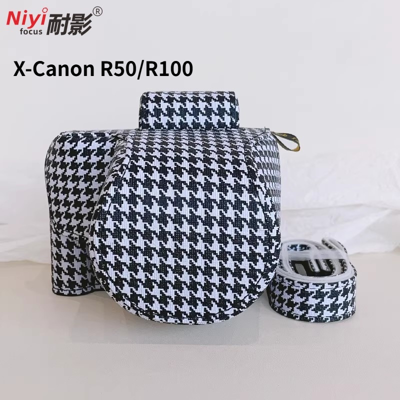 NIYI PU Da Camera Bảo Vệ Toàn Diện Túi Dành Cho Canon EOS R50 Retro Camera Cover Canon R50 R100
