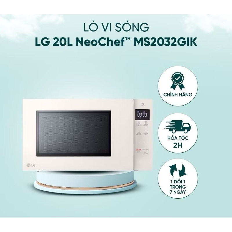 Lò Vi Sóng LG 20L NeoChef™ MS2032GIK - Điều khiển cảm ứng - Có khóa trẻ em