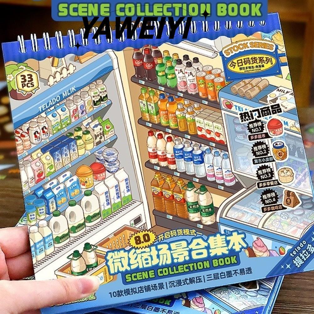 Nhãn dán phong cảnh YAWEIYI, Nhãn dán cảnh cửa hàng PET cỡ lớn, Dễ thương 10 cảnh 33 tờ Nhãn dán cản