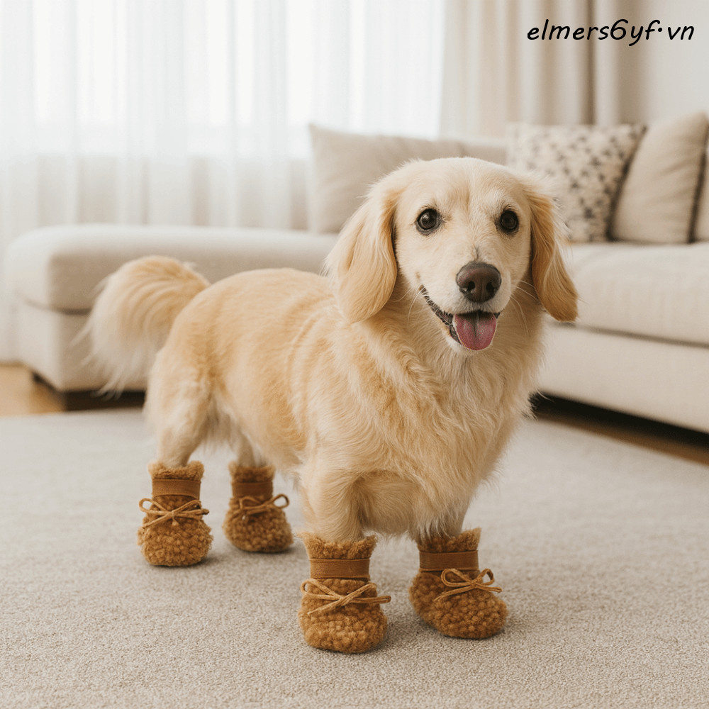 ELMER 4 Cái / bộ Giày Cotton Cho Chó, Giày Bốt Tuyết Sang Trọng Dày Cho Thú Cưng, Đồ Dùng Cho Thú Cư