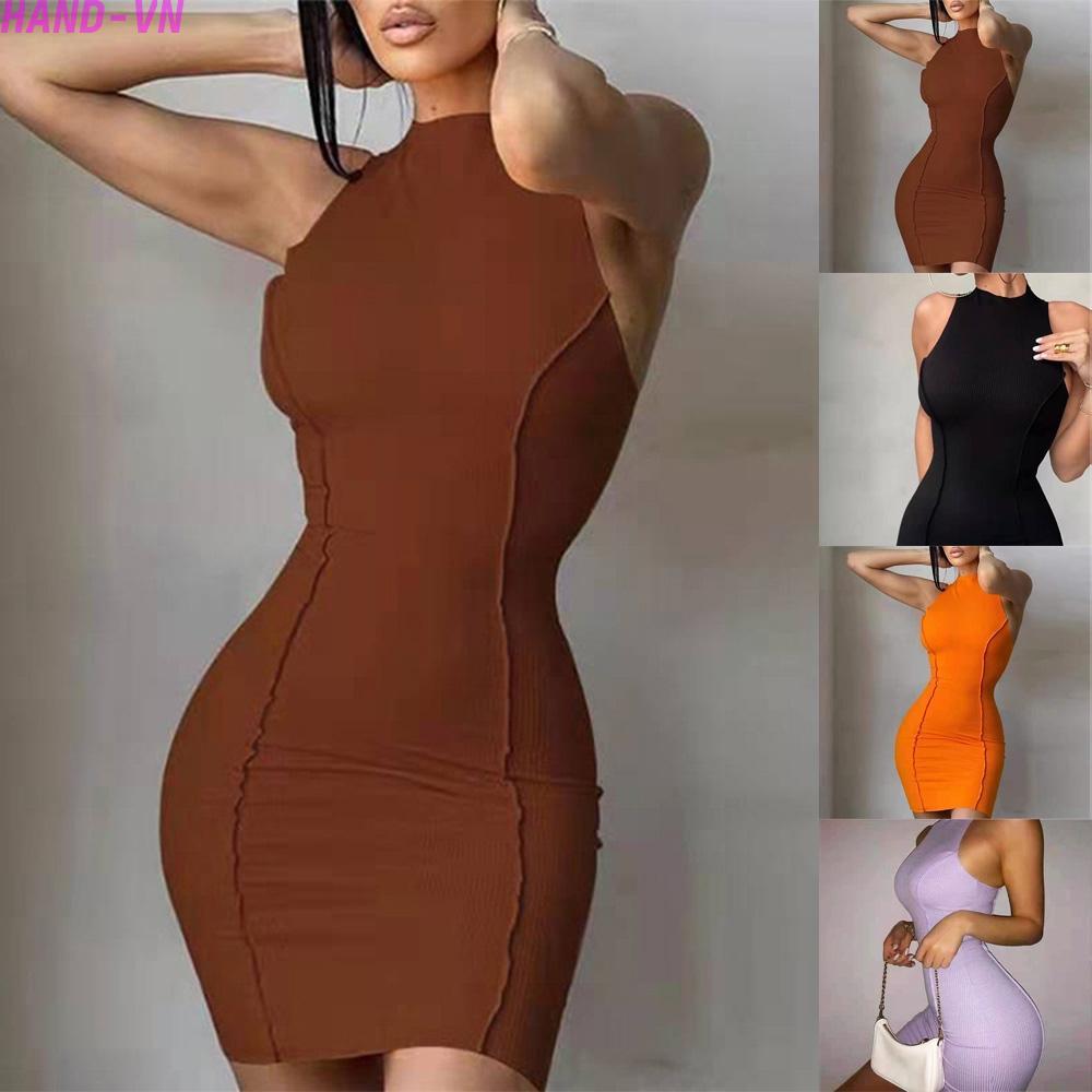 Sleek Oneck Mini Dress for Women Ladies' Sexy Bodycon Dress for Night Parties