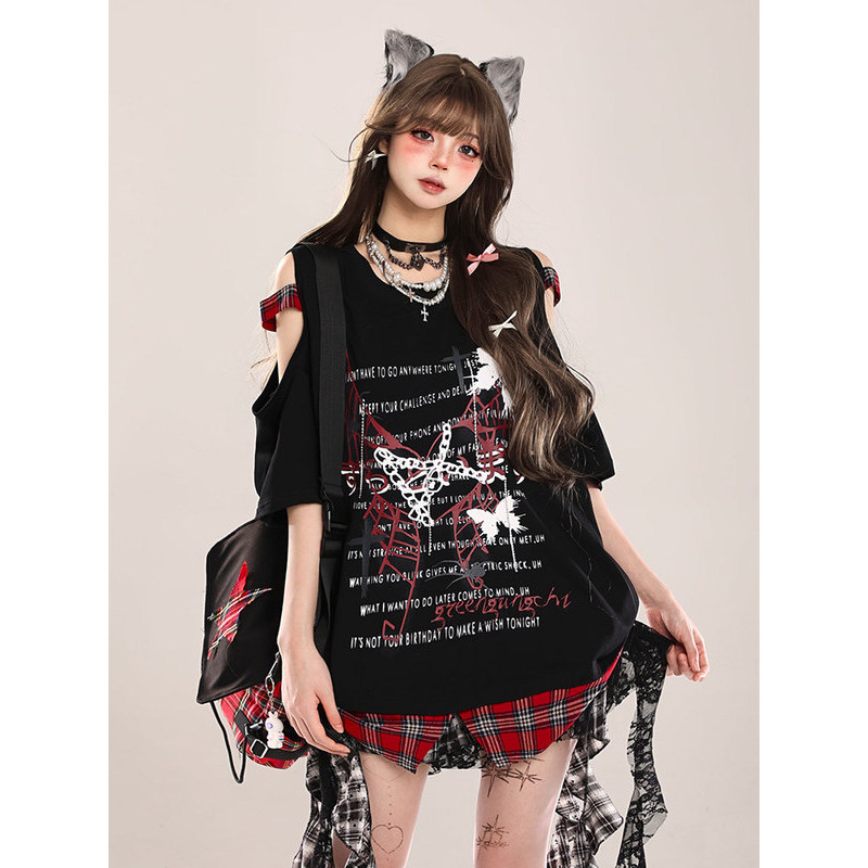 áo thun y2k áo y2k Quây top nữ phong cách châu Á văn hóa, phù hợp mùa hè