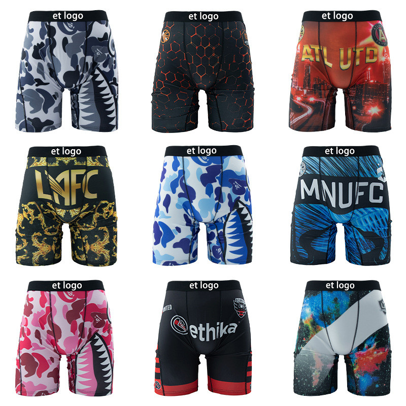 ETHIKA Quần Short Nam Cotton Nguyên Chất, Họa Tiết Thể Thao, Đáy Boxer