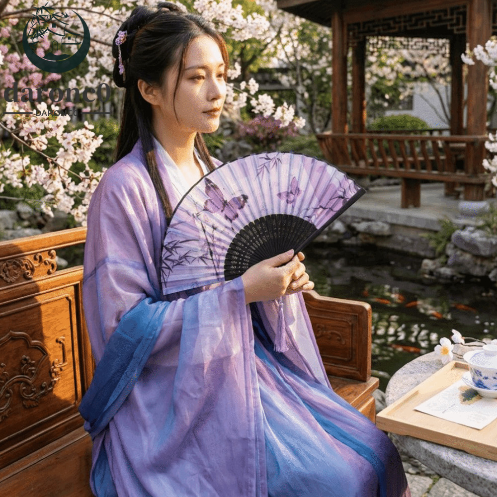 Quạt gấp lụa DARONC0, Quạt tre kiểu cổ điển