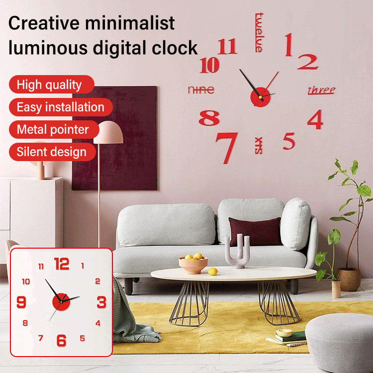 【Glows In The Dark】FM Creative Minimalist Design Glowing Digital Clock/LED Desk Clock/Modern Alarm C