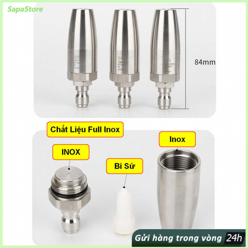 Béc xịt rửa cao áp đa năng xoay 360 độ Béc Phun / Béc xịt rửa cao áp،Inox 304،Xoay 360 / Xoáy Turbo