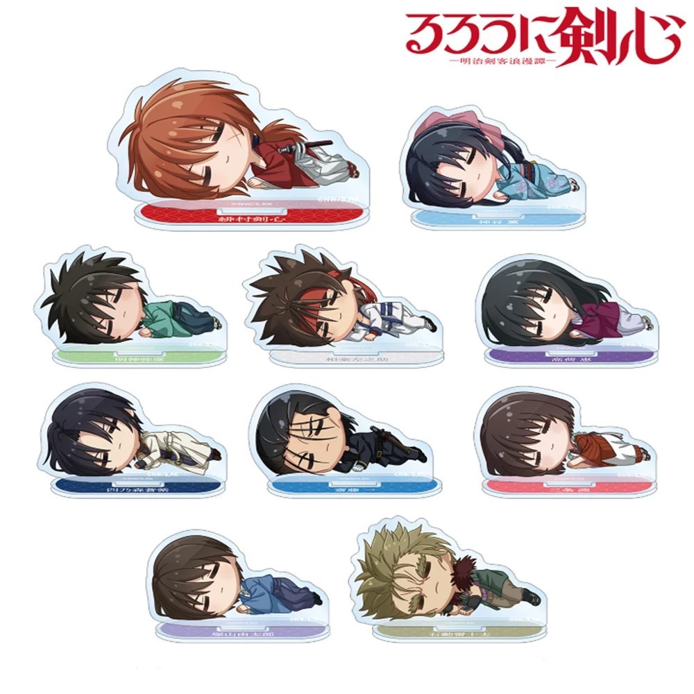 Standee anime Rurouni Kenshin Lãng Khách Kenshin mô hình Himura Kenshin chibi mica acrylic 10cm tran