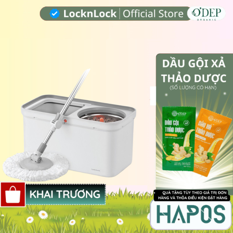 Bộ cây lau nhà LocknLock Chính hãng, xoay 360 màu xám ETM440GRY - HAPOS LMK