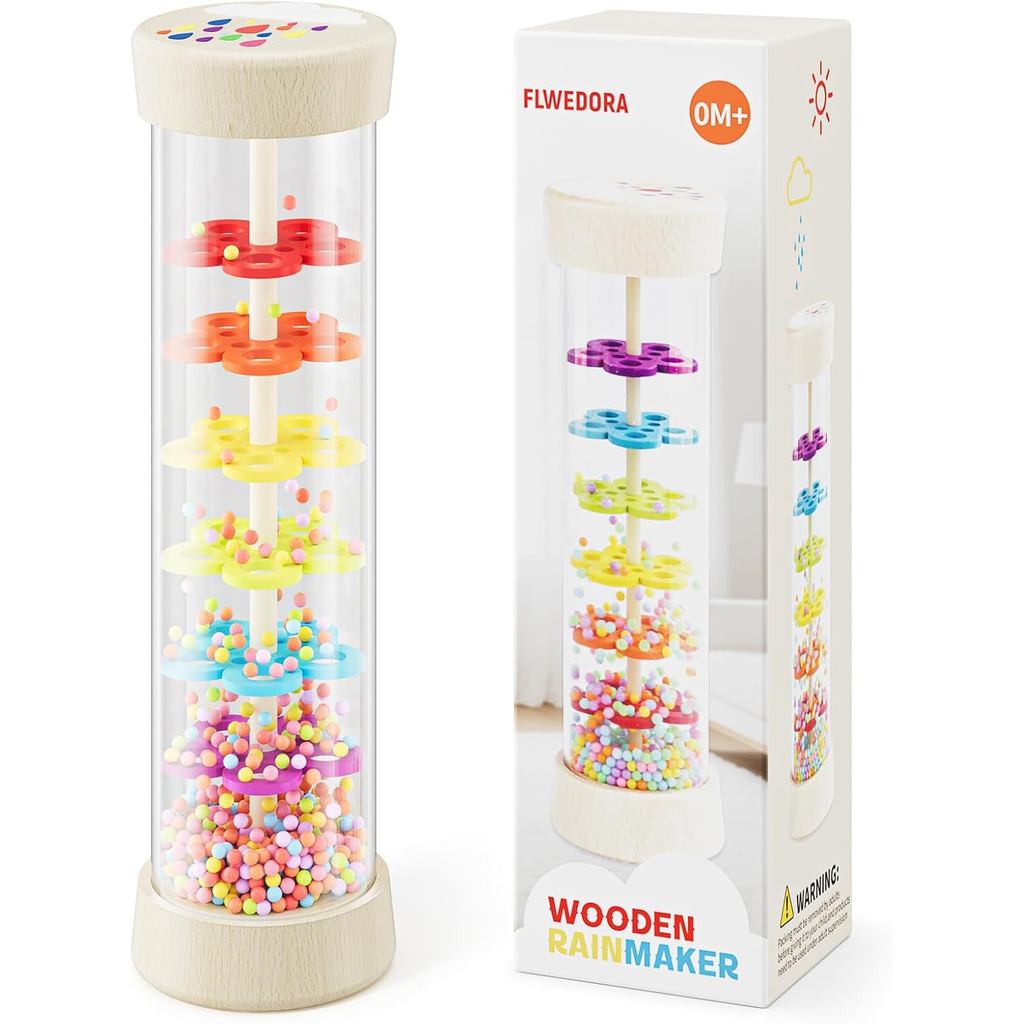 Rain Stick, Đồ chơi trẻ em Montessori cho 6-12 tháng tuổi 1 tuổi, Đồ chơi cảm giác lục lạc bằng gỗ, 