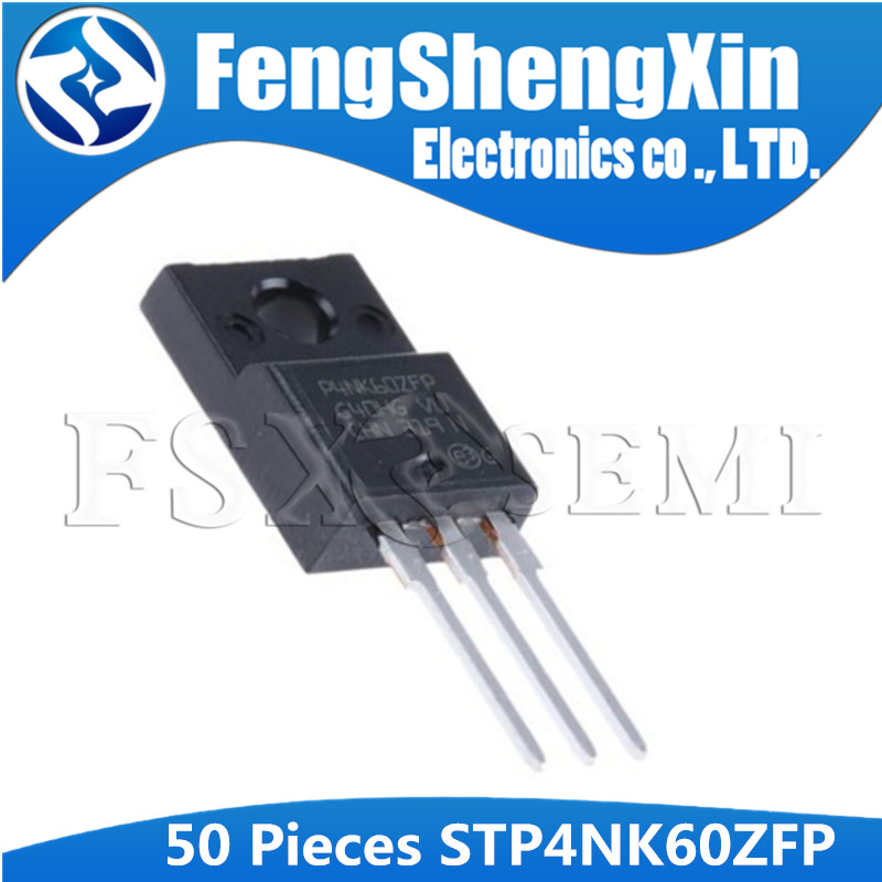 Bộ 50 STP4NK60ZFP TO-220F P4NK60ZFP TO220F STP4NK60 TO-220F 4NK60 STP4NK60ZF N-Channel MOSFET Transi