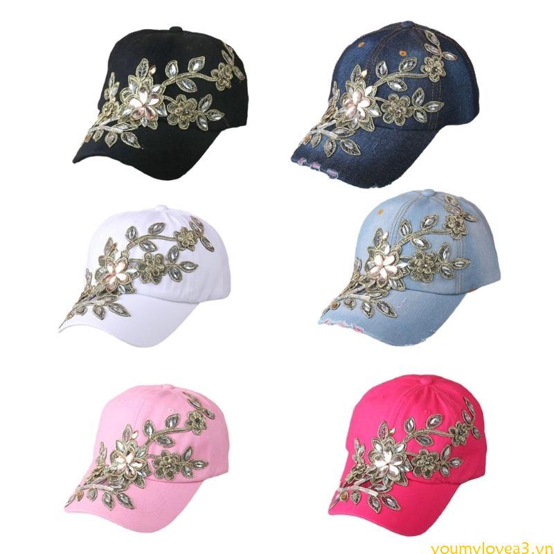 Mũ Bóng Chày Đính Hạt Pha Lệ và Thêu Bejeweled - Đạo Cụ Ảnh Có Thể Điều Chỉnh