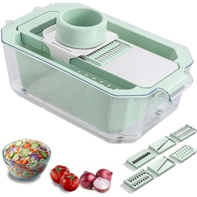 GEHEN Kitchen Pro-Series Máy Xay Rau 9 Trong 1, 6 Lưỡi Dao, Máy Thái Mandoline, Máy Xay Thực Phẩm Có