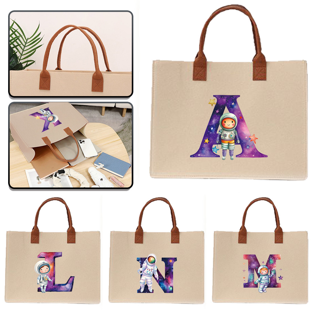 Exquisite print Felt tote bag In stock Thickened 【Lowest price】 Commuter shopping bag Large felt tot