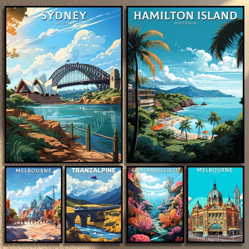 Brighton Úc Poster Unframed Tranh Canvas HD Chống Thấm Nước Cho Trang Trí Tường Phòng Gia Đình