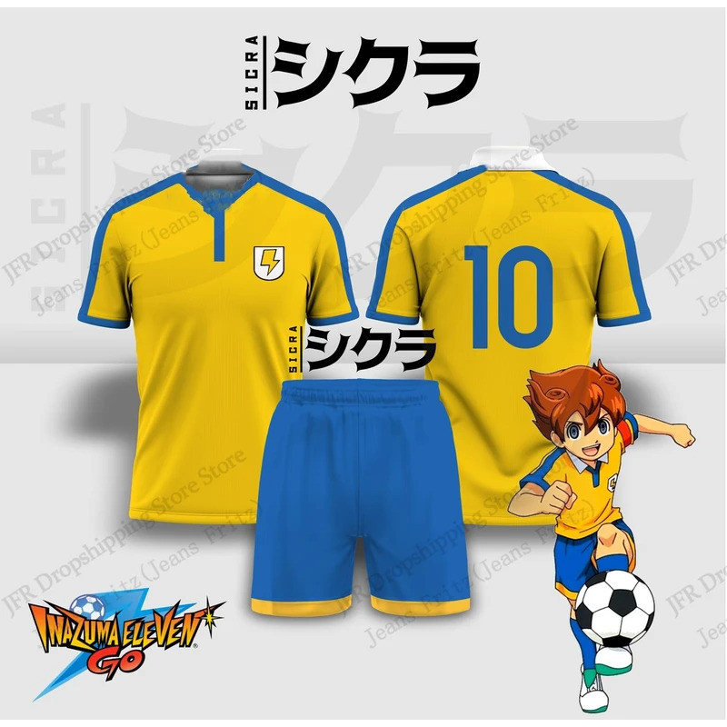 Bộ Áo Jersey Inazuma Eleven Anime Bóng Đá 3d In Hình Nam Áo Thun Thời Trang + Ngắn 2 Mảnh Atasan Thể