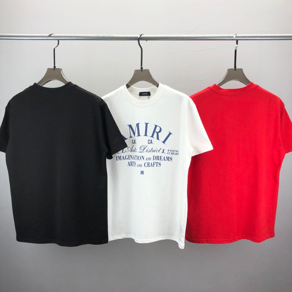 LYJR Amiri Short Sleeve T Shirt Chest Letter Print Pattern Design Unisex Inner Wear