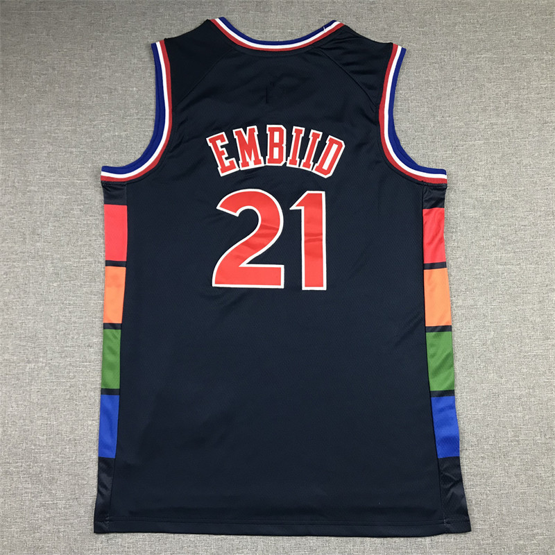 Áo bóng rổ jersey số 76 Philadelphia 76ers phiên bản màu xanh đậm