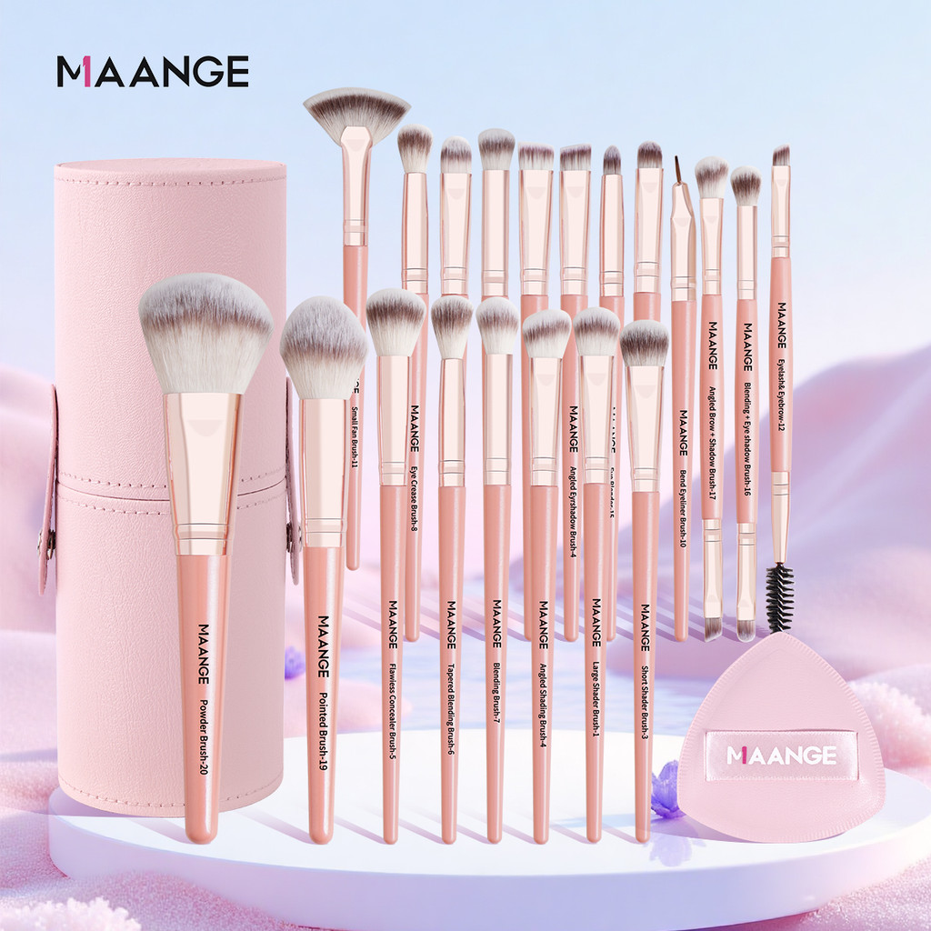 MAANGE Bộ 20 cọ trang điểm chuyên nghiệp kèm túi đựng da 170g tiện lợi 5748