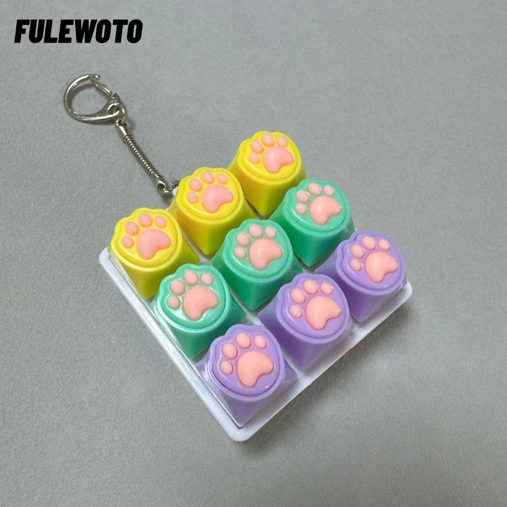 Đồ chơi Clicker bàn phím FILEWOTO, Keycap 9 phím Fidget Móc khóa, Di động vượt qua nút phím thời gia