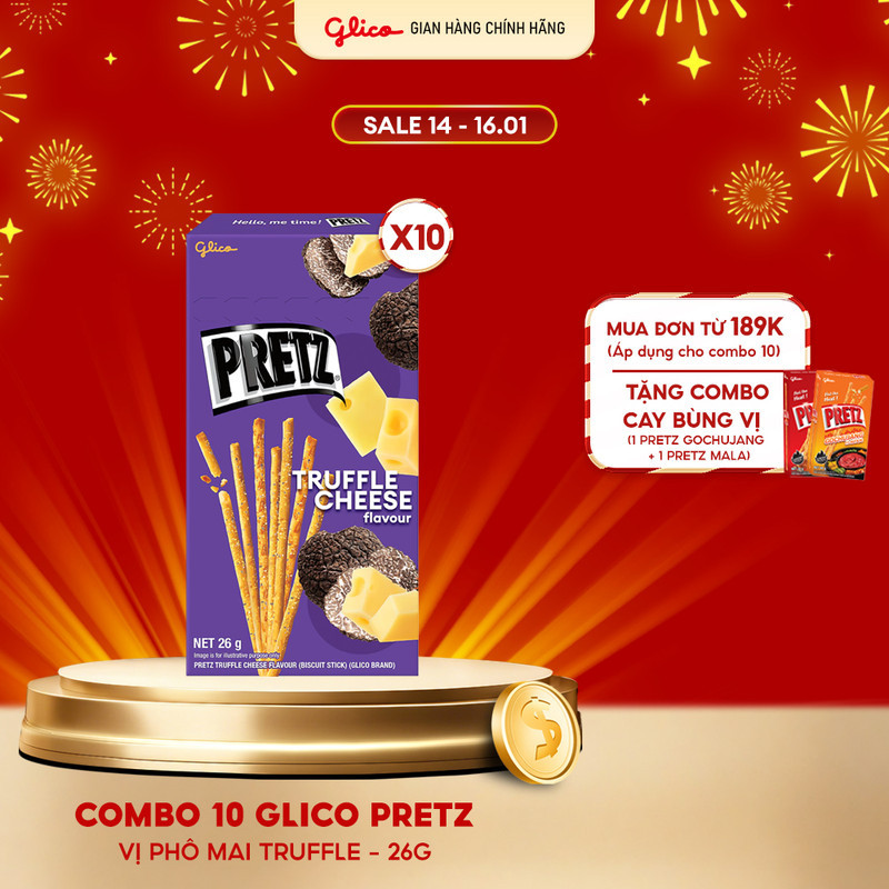 Combo 10 Bánh Pretz Snack Que Nướng Vị Phô Mai Nấm Truffle
