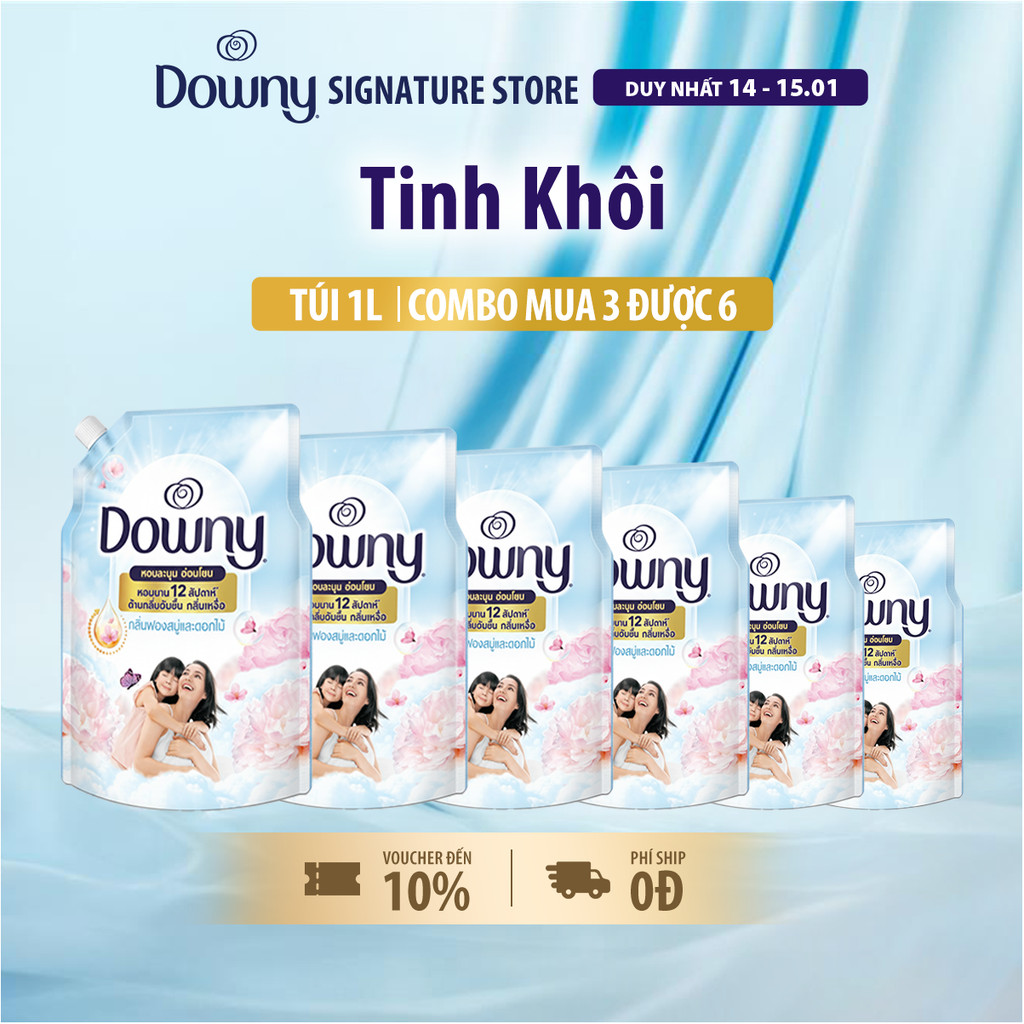 [DOWNY] Combo 6 Nước Xả Vải DOWNY Tinh Khôi Túi 1L