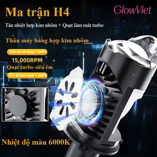 Bóng pha Led V22 Siêu sáng, chân H4 Công suất 60W, Cắt Sáng Chống Chói Bảo, Cho Ô Tô Xe Máy