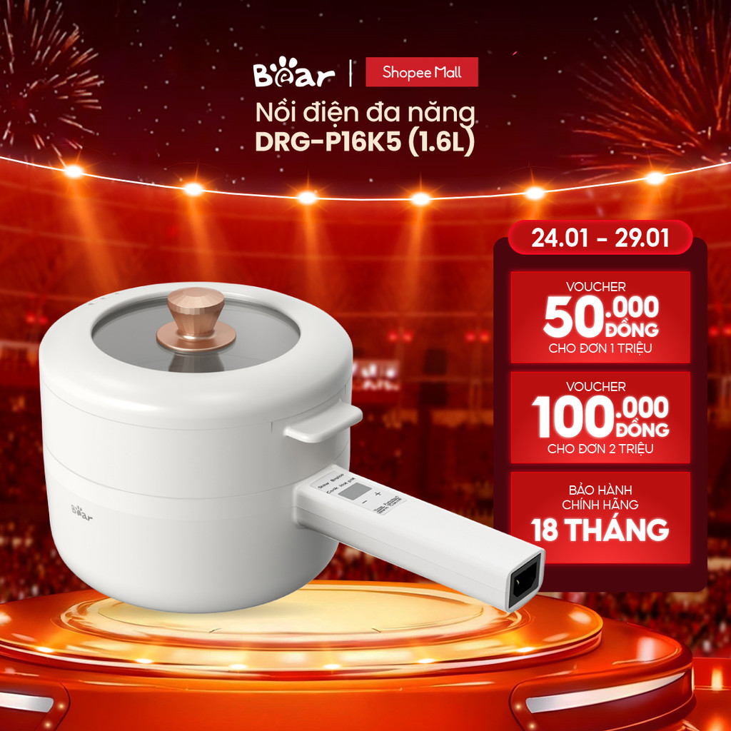 Nồi điện đa năng 1.6L  Bear DRG-P16K5 / P16M2/ E15P2 - Hàng Chính Hãng