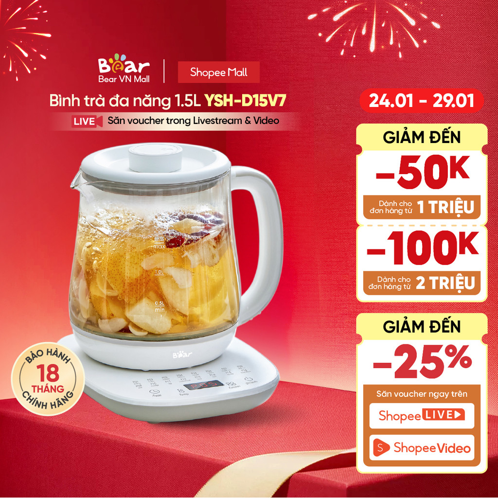 Bình trà đa năng 1.5L Bear YSH-D15V7 - Hàng Chính Hãng