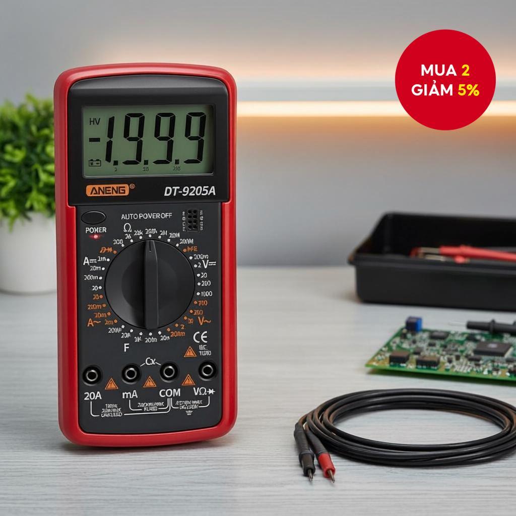 ANENG DT9205A Đồng Hồ Đo Đa Năng Kỹ Thuật Số với Kiểm Tra Transistor AC/DC, Tự Động Chọn Thang, Chức