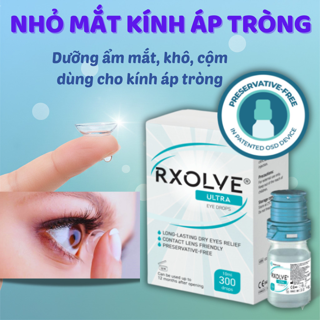 Nước Nhỏ Mắt RXOLVE – Dưỡng Ẩm, Giảm Mỏi Mắt Khi Dùng Máy Tính – Đeo Lens