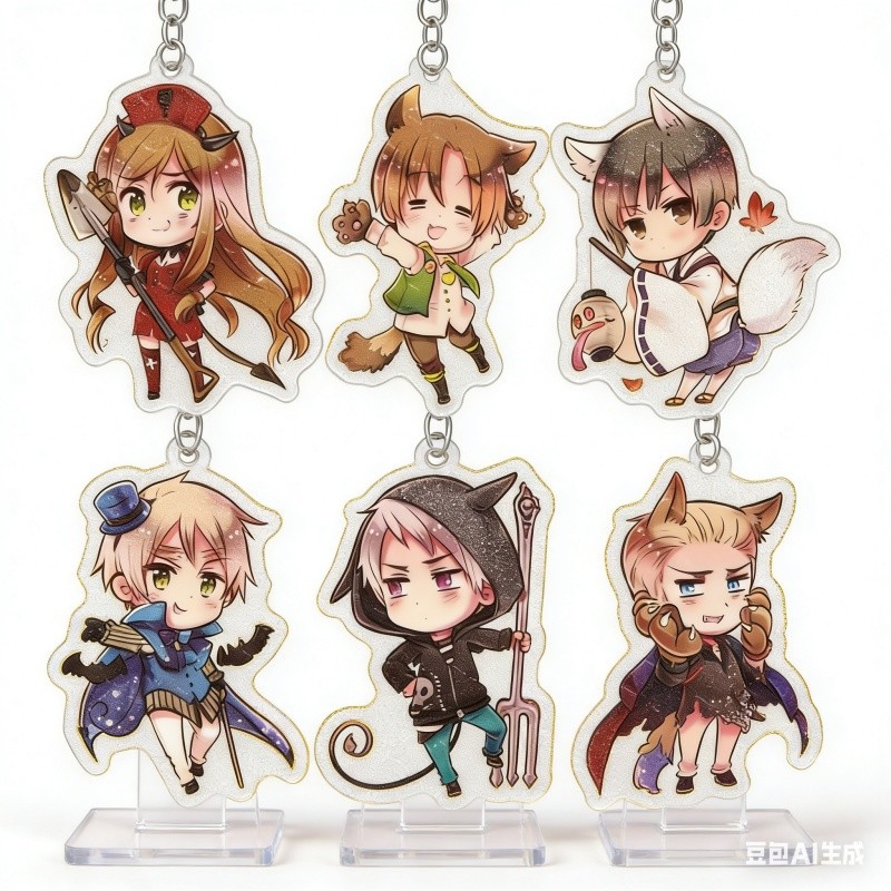 6CM Jewelry Hetalia Axis Powers Anime Acrylic Q-version Keychain Bag Car Charms Souvenir Creative