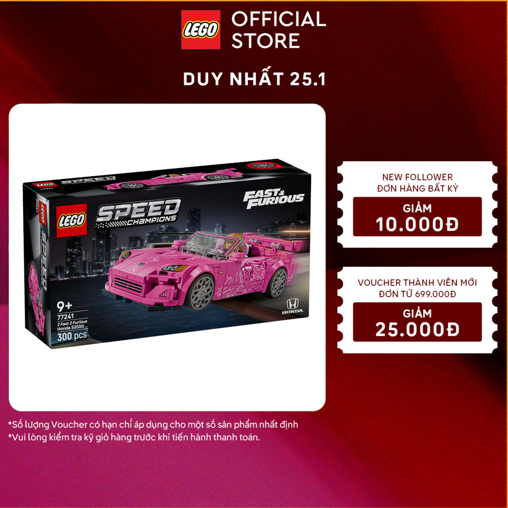 LEGO SPEED CHAMPIONS 77241 Đồ Chơi Lắp Ráp Siêu Xe Honda S2000 (300 chi tiết)