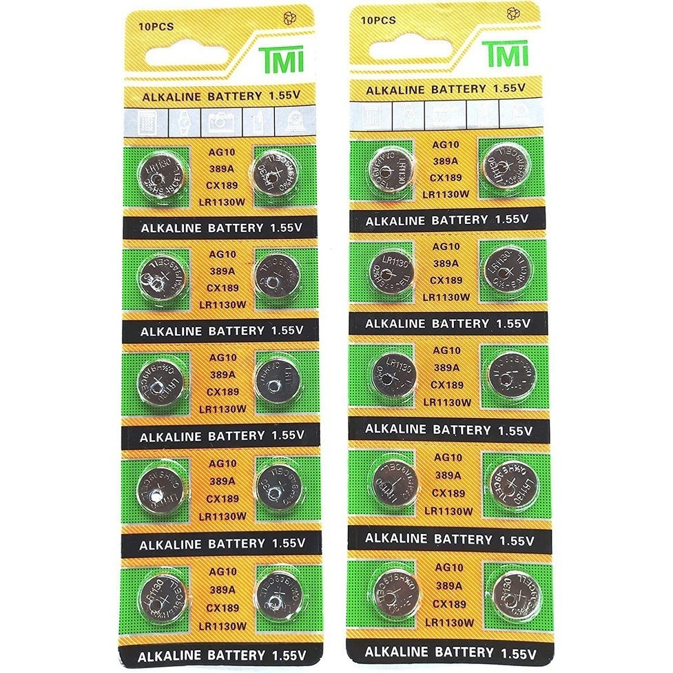 10 Viên pin AG10 LR1130 AG 10 SR54 189 389 SR1130 L1131 G10A Nút Cho Đồng Hồ Đồ Chơi