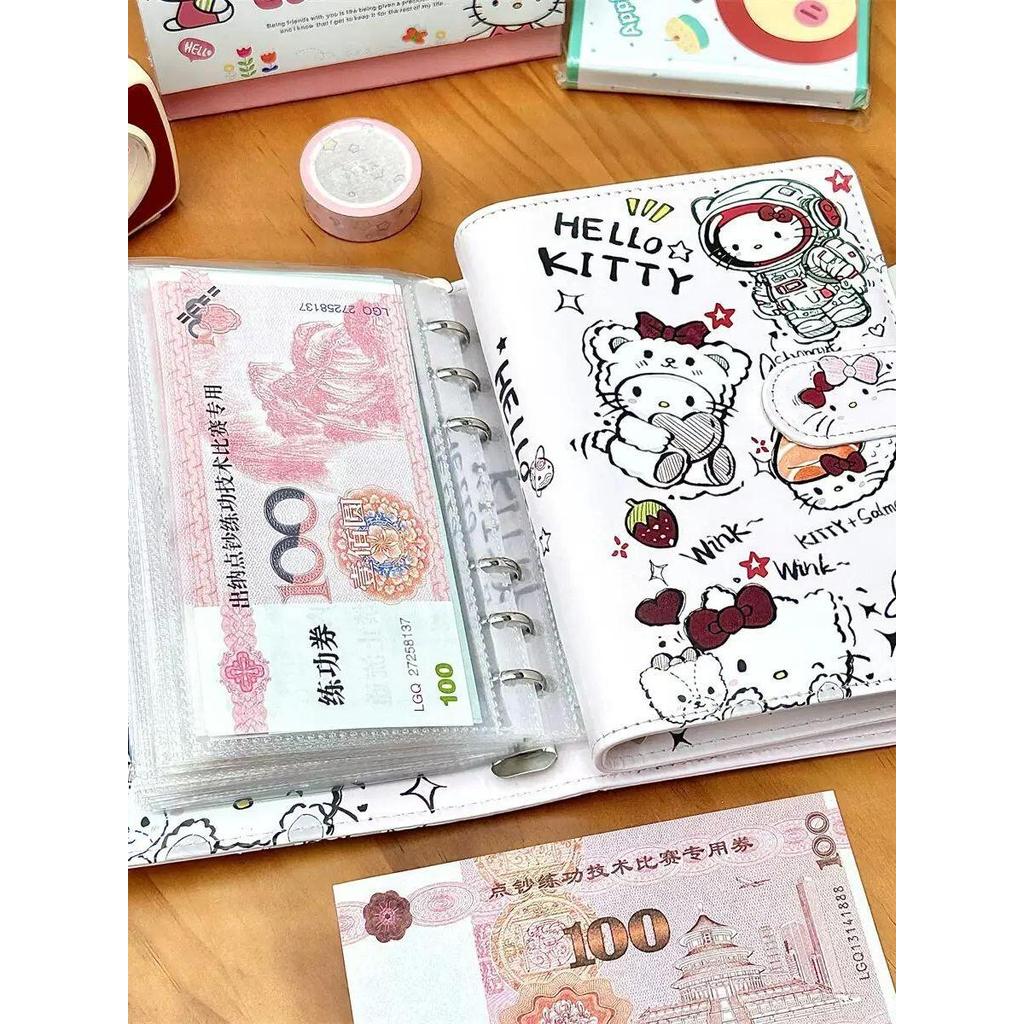 Sushi KT Cat A6PU Sách tiết kiệm tiền lá rời Dễ thương Da mềm có giá trị cao Ví tiết kiệm tiền Sách 