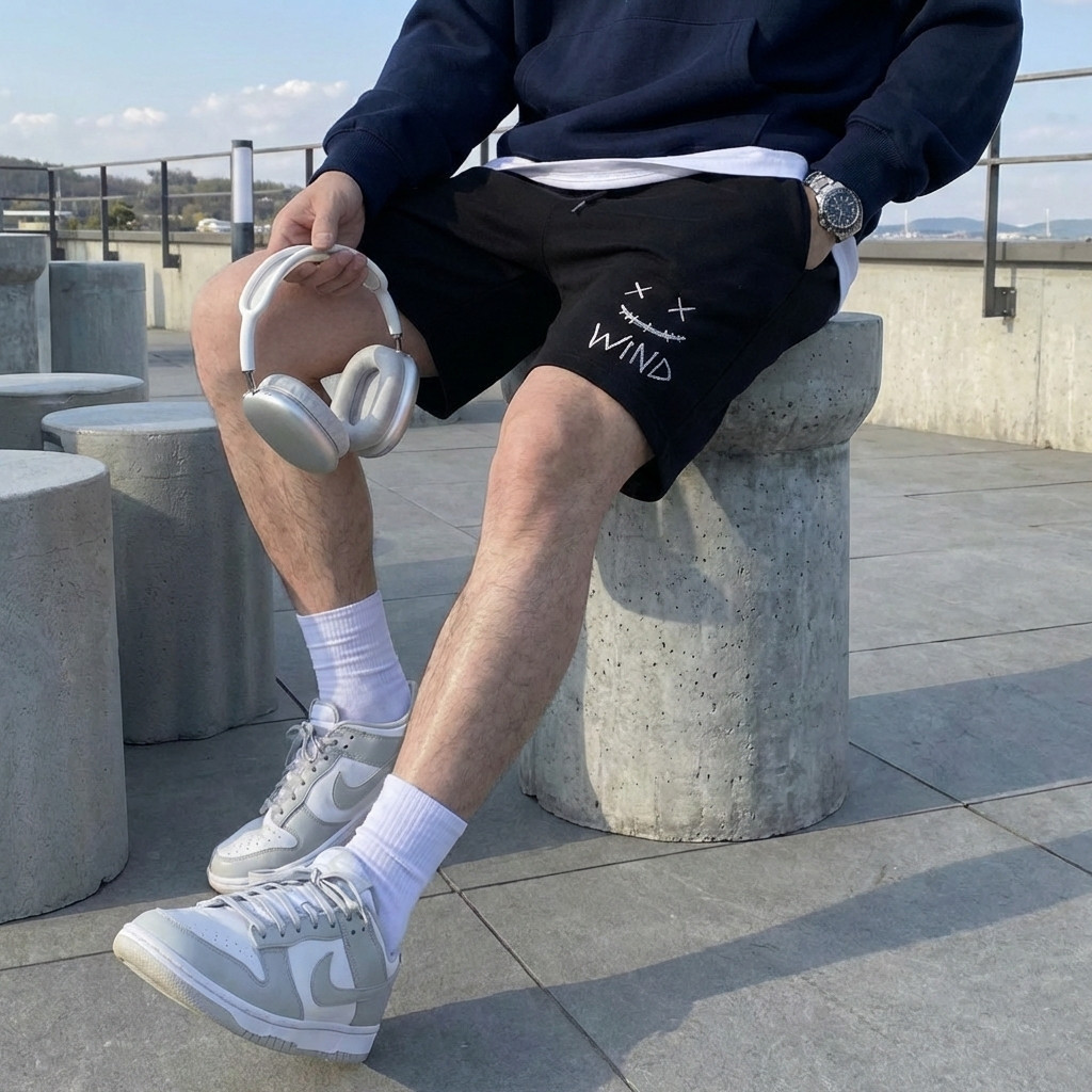 Quần short thun thêu hình nam nữ Wind Clothing unisex ống rộng Wind Clothing DEVIL Form Ngắn Thoải M