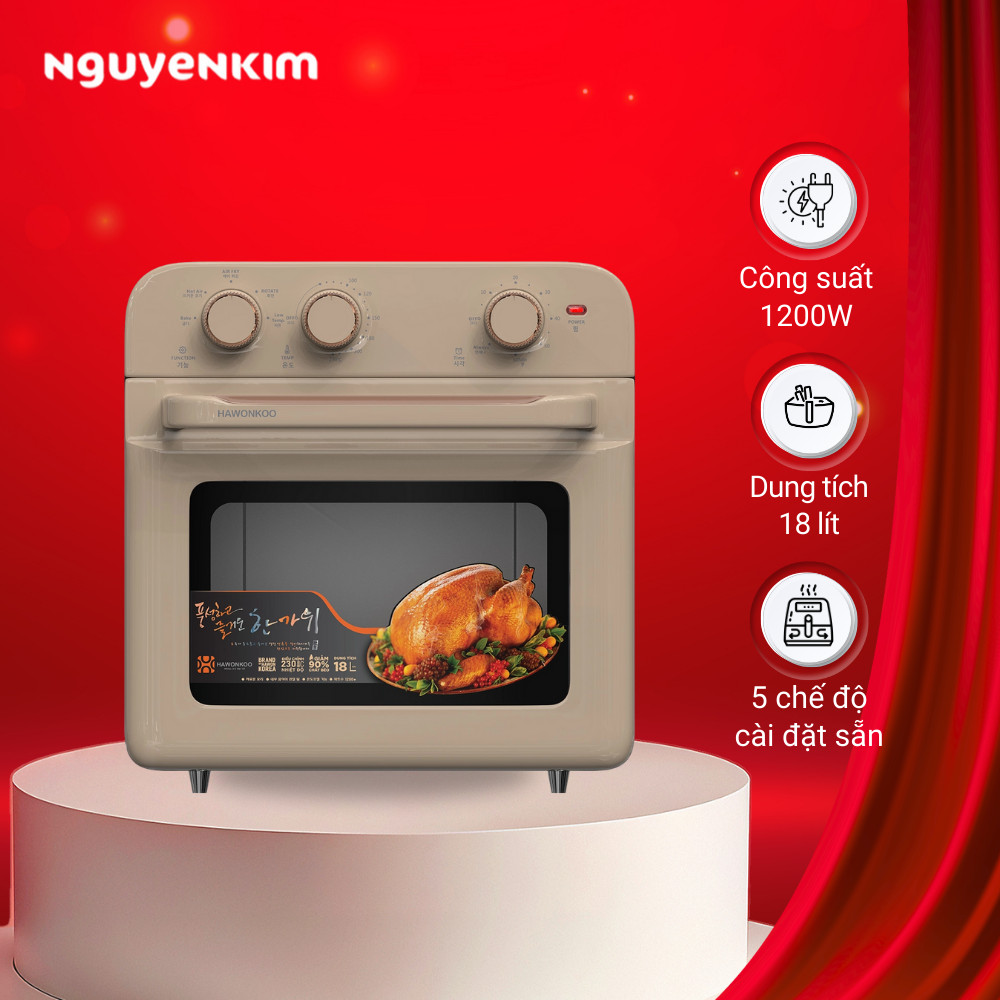 Nồi chiên không dầu Hawonkoo 18 lít AFH-180-CF Nâu