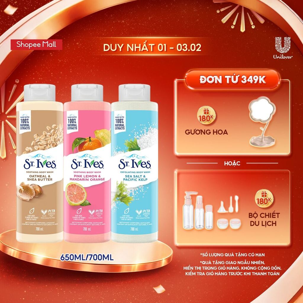 Sữa tắm St.Ives Dưỡng Da Body 650ml hoặc 700ml (Tùy chọn mùi)