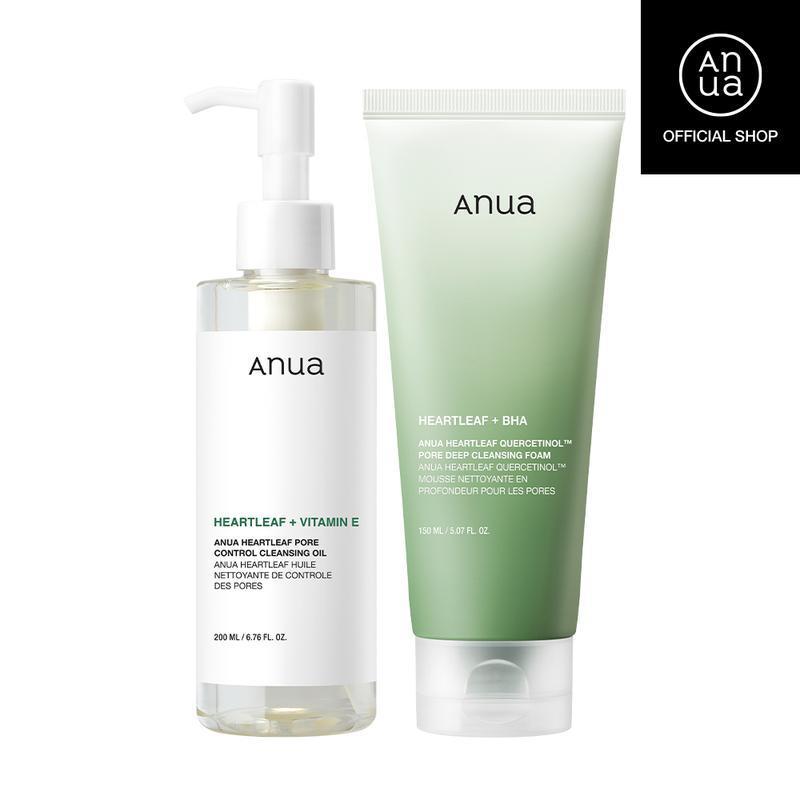 [Cửa hàng chính thức Anua] Double Cleanser Duo dùng để làm sạch da mặt Hàn Quốc | Sữa rửa mặt tạo bọ