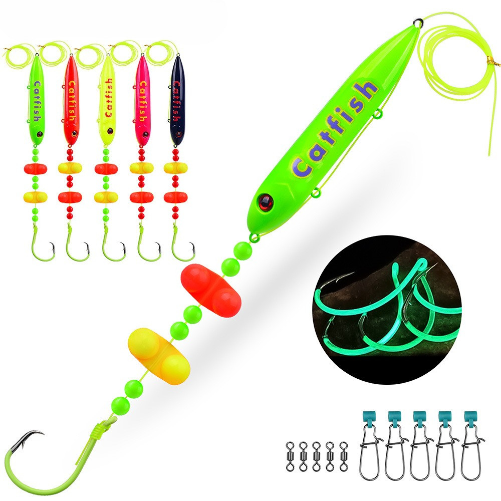 Giàn câu cá treo Shi phong cách châu Âu, gồm 5 bộ móc tròn xì gà nổi, kèm phao và máy câu cá