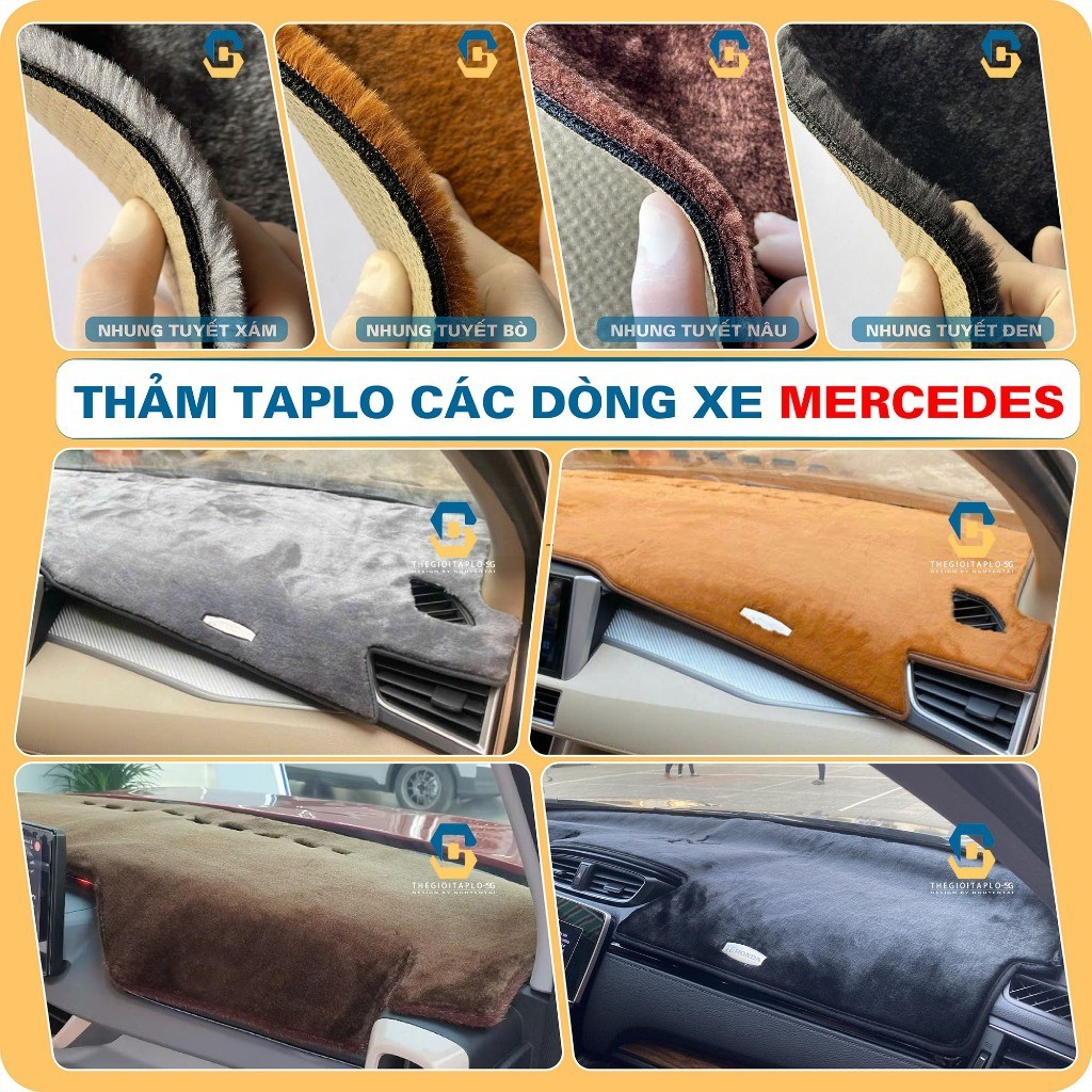 [GLC200,GLC300,C200, E250, V250,Sprinter]Thảm taplo MERCEDES da nhung tuyết 3 lớp chống nắng cao cấp