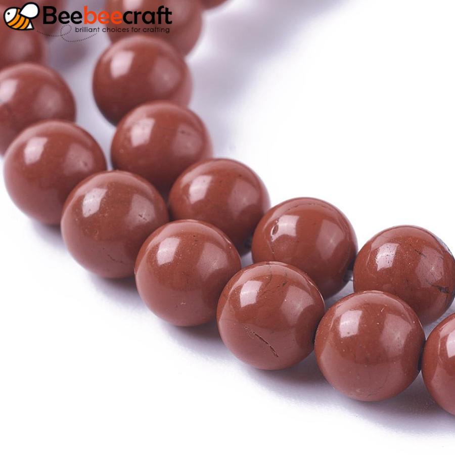 Dây Hạt Jasper Đỏ Tự Nhiên Chất Lượng AA, Đường Kính 8mm, 48 Cái/Sợi, 15.1 Inches