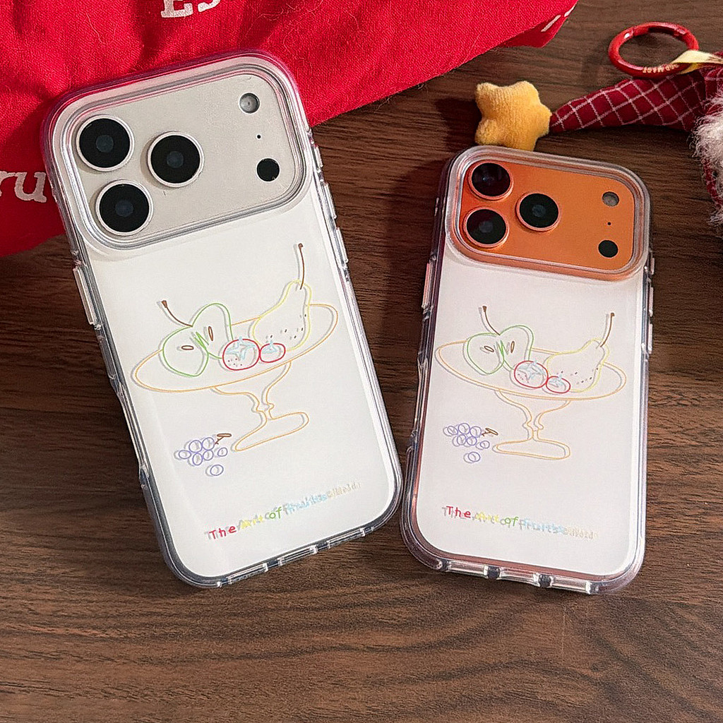 Line Fruit Case cho iPhone 17 Pro Max CASE cho iPhone 16 Pro Max Case Bảo vệ ống kính cho iPhone 15 