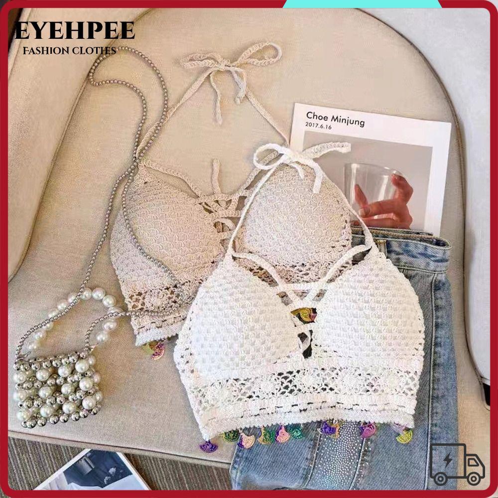 EYEHPEE Áo Bralette dệt kim EYEHPEE ngọt ngào style boho, phù hợp đi biển