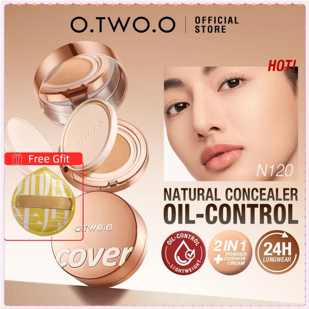 【Quà tặng】o.two.o Kem nền & Phấn phủ 2 trong 1, Kem nền BB dạng cushion, Trang điểm dự tiệc, lễ hội,