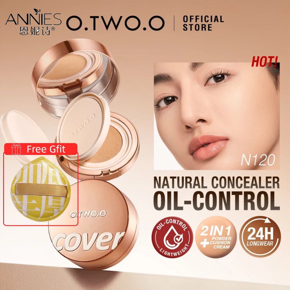 ♕ 【Quà tặng】o.two.o Kem nền & Phấn phủ 2 trong 1, Kem nền dạng cushion, Trang điểm mặt