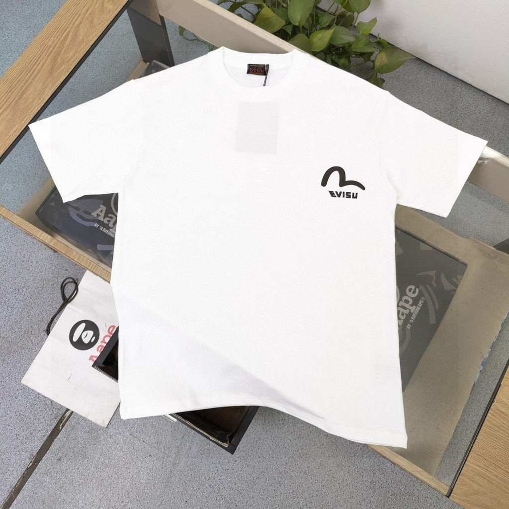 Áo sơ mi EVISU cổ điển nam nữ, kích thước lớn, thời trang đường phố sang trọng.