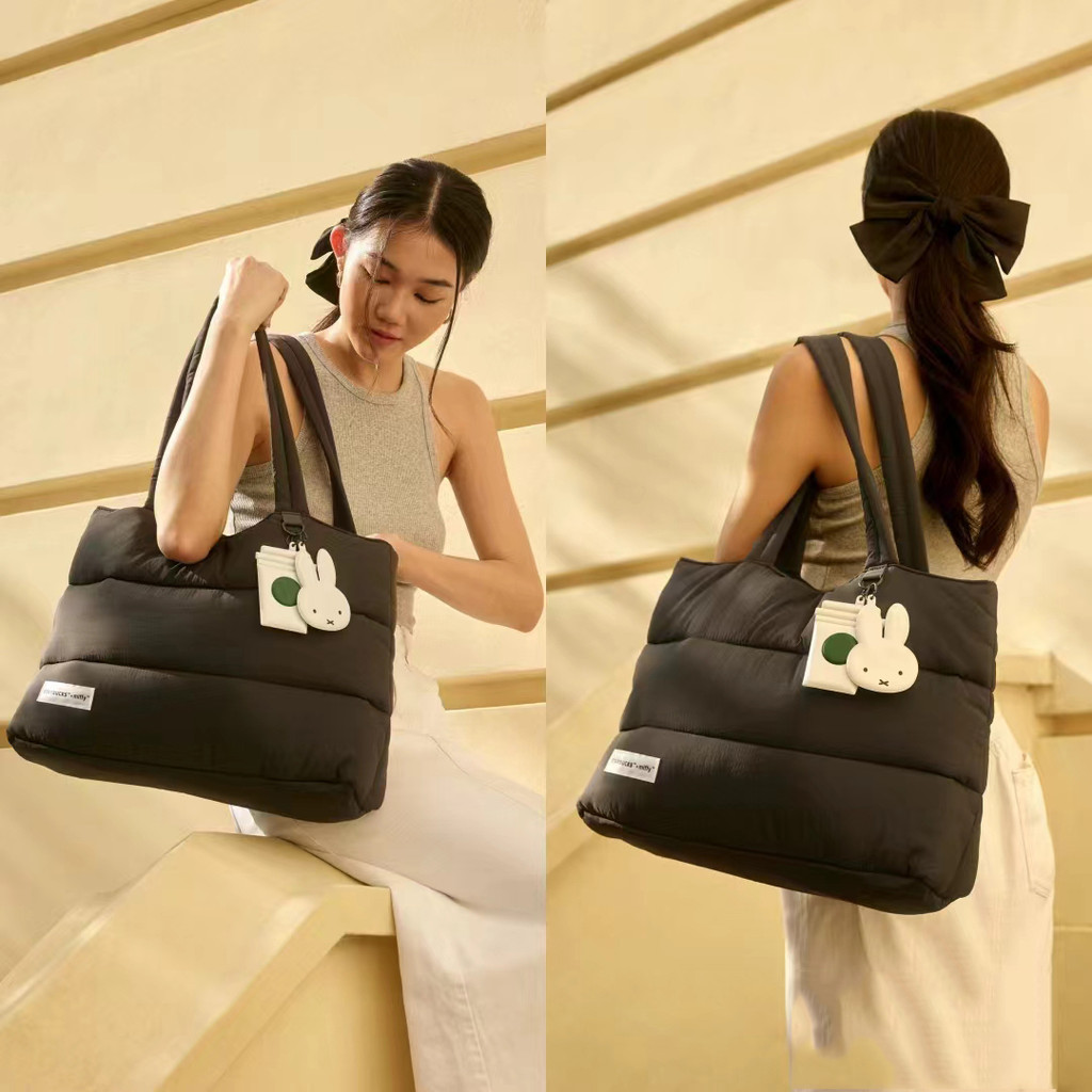 Ins Túi Nylon Nữ miffy Starbucks Khớp Túi Tote Phong Cách Preppy Dung Tích Lớn Túi Xách Một Vai Thôn