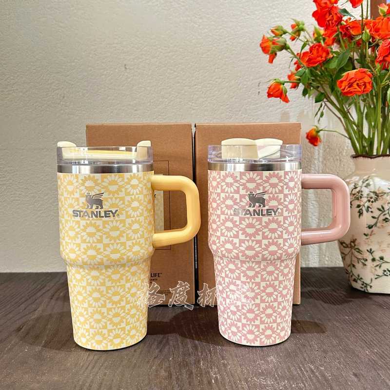 Cùng Phong Cách STANLEY 20OZ Hoa Hướng Dương Ống Hút Cốc Giữ Nhiệt Cốc Nước Xe Hơi Thép Không Gỉ Nhỏ